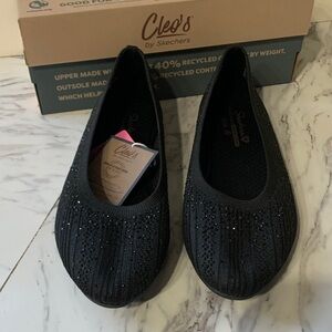 Skechers Cleo Crochet Black Flats